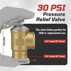 30 PSI Automatic Pressure Relief Valve, 3/4″ FNPT, Lead-Free Brass, 510K BTU, Ho