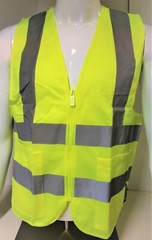 FX 2 Pockets Neon Yellow Safety Vest with Reflective Strips ANSI/ISEA APPROVED
