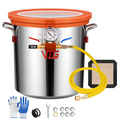 5 Gallon Vacuum Chamber with Tempered Glass Lid,304 Stainless Steel