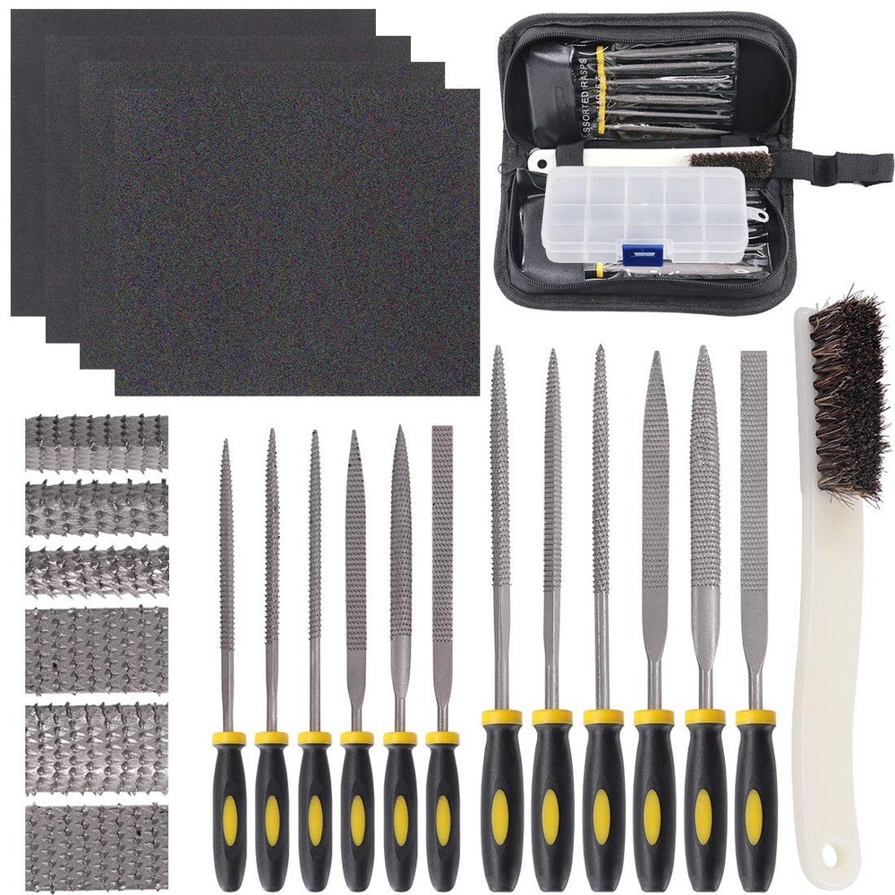 Glarks 18Pcs Assorted Wood Rasp Set Include 12Pcs Mini Hand Metal Files, A