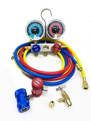 Auto R1234YF Refrigerant Gauge & Hoses Service AC Recharge Kit w/Can Tap Adapter