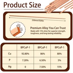 50 Sticks Brazing Rods BCuP-5 15% Silver Solder Phos Copper Flat Welding Rods…