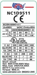 Telemecanique LC1D8011, LC1-D8011 New UL Listed Direct Replacement by US Breaker