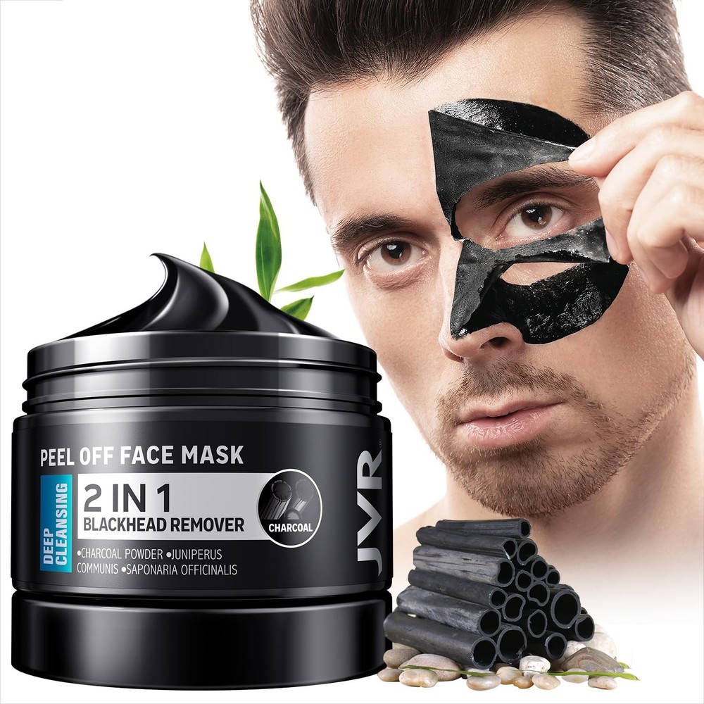 JVR Peel Off Face Mask, Blackhead Remover for Men, Charcoal, Deep Cleansing