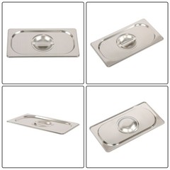 6 Pack 6″ Deep Hotel Pans Steam Table Pan Stainless Steel 1/3 Size with Lid