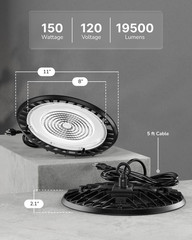 Sunco 10 Pack 150W UFO LED High Bay Lights, 19500 Lumens, 6000K Bright