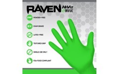 SAS Safety Raven Invue Hi-Viz Neon Green Nitrile Gloves, 7 mil Thick, 1000/Cs