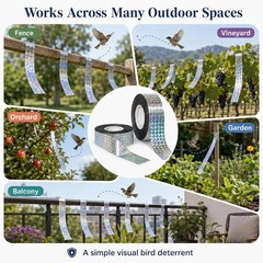 RAINFLOW Reflective Bird Scare Tape – 2 Rolls 300FT Outdoor Reflective Ribbon, D