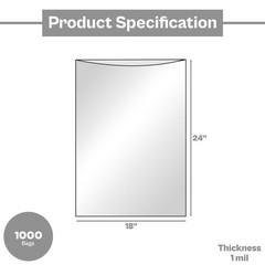 18″ x 24″ 1 Mil Plastic Thick Quality Flat Open Top 1000 Recyclable Poly Bags