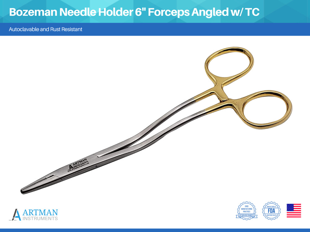 Needle Holder 6″ Needle Driver Bozeman Forceps Tungsten Carbide Inserts