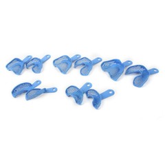 2Pcs/10Pcs Dental Autoclavable Plastic-Steel Impression Trays Blue Denture Model
