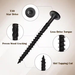 Heat-Treated Steel Black Rust Resistant Heavy Duty Structural Wood Screws (50-Pa