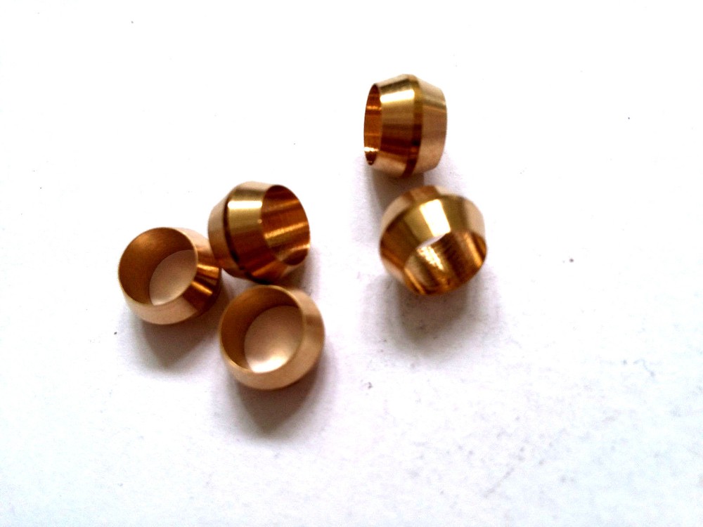 Ф1/4″ ID Brass Olive Barrel Compression Sleeve Ferrule Ring NPT Soft Copper 5pcs