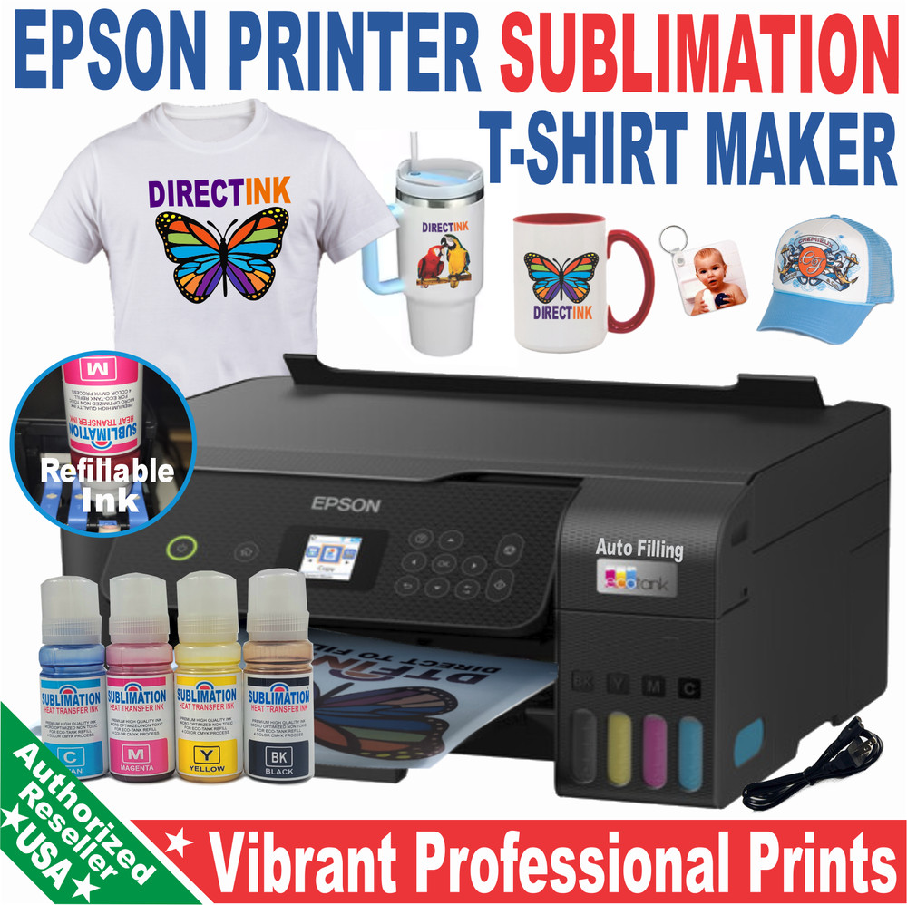 Epson Printer with Sublimation ink Heat Transfer Print + T-Shirt Bundle