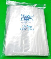 Reloc Zippit Bags 9″ x 12″ Clear 2Mil Reclosable 9×12 Poly Bags 100 PCS