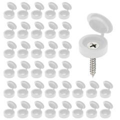 200 Pcs Hinged Screw Cover Caps, Plastic Head Covers, White S,