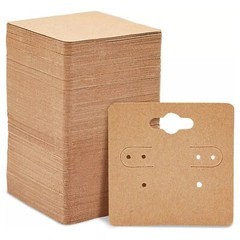 200 Pack Earring Display Cards Holder for Selling Jewelry Ear Studs Kraft 2″x2″