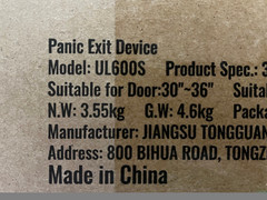 VEVOR Door Push Bar Panic Exit Device, 31” Stainless Steel UL600S