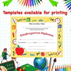SHAPES ETC. 30pcs Kindergarten Diploma Recognition Certificates 11inx8.5in Co…