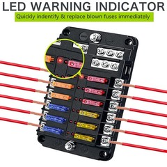 Femedo 12 Volt Fuse Block Marine Boat Fuse Block Waterproof 12 Way Automotive