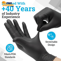 Black Nitrile Disposable Gloves Large, 50 Count – BBQ, Tattoo, Hair Dye