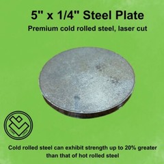 (4) -1/4″ Round Steel Plates, 5″ diameter, Cold Rolled Steel, Superior Strength