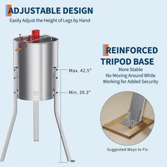Manual Honey Extractor Machine 4/8 Frame Stainless Steel Honeycomb Spinner Tank