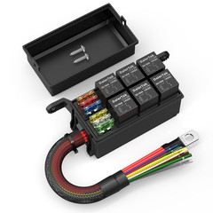 12V Relay Box 6 Way12 AWG Pre-Wired Waterproof Relay Box 6 Slot ATC/ATO Fuse Rel