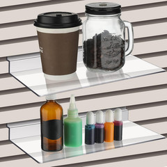 4 Pack Clear Slatwall Shelves 4×10 Inch Plastic Wall Display Shelf