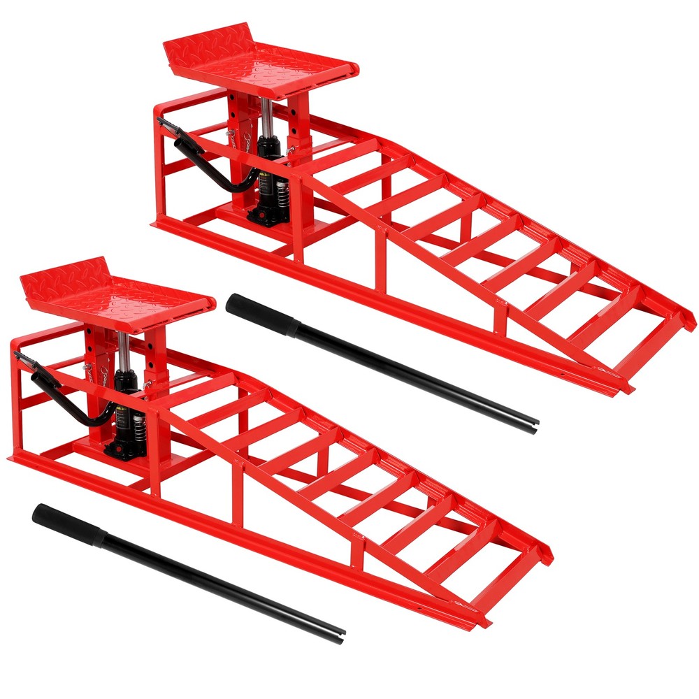 2Pc Auto Car Truck Service Ramps Lifts Garage Car Lift Hydraulic Ramps 5 Ton Red