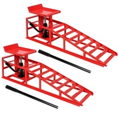 2Pc Auto Car Truck Service Ramps Lifts Garage Car Lift Hydraulic Ramps 5 Ton Red