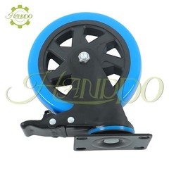 4 Pcs 6-Inch Polyurethane Casters With Brake Included 2 × Hardware Kits Blue