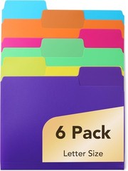 Vibrant 1/3 Cut Tab File Folders – 6 Pack with Labels for Versatile Use