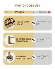 Fransiton Brushed Gold Pot Filler Pot Filler Faucet Wall Mount Brass Folding