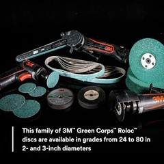 3M Green Corps Roloc Disc 36535, 60+ Grit, 3 in, Pack of 25 Heavy Duty, Quick Ch