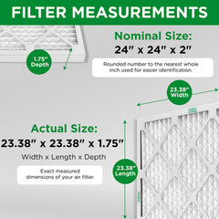 24x24x2 MERV 8 Pleated AC Furnace Air Filters. 3 Pack