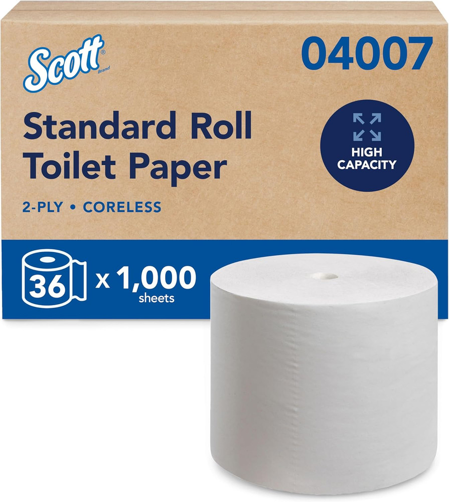 Essential Coreless High-Capacity Standard Roll Toilet Paper, Bulk (04007), 2-Ply