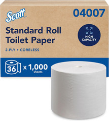 Essential Coreless High-Capacity Standard Roll Toilet Paper, Bulk (04007), 2-Ply