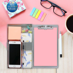 Small Aluminum Clipboard with Storage (Memo Memo Size 10.2 x 6 x 1 in, Silver
