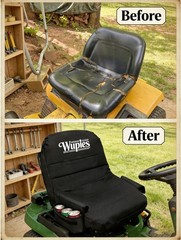 Large Riding Mower Seat Cover with Beverage Pockets – Black Oxford Fabric