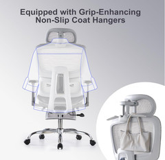 Silla de Oficina Ergonómica con Reposapiés, Cabecero 3D y Soporte Lumbar Gris