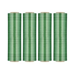4 Rolls 18″ x 1500′ 80 Gauge Cast Bundling Hand Stretch Wrap Film Tint Green