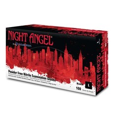 Adenna NGL228 Night Angel 4 mil Nitrile Powder Free Exam Gloves Black, XL 90 pcs