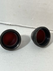 2x Antique Cutler Hammer Red Lens Tail GLASS 1”+ Diam. Rat Rod Vw Bug Bicycle
