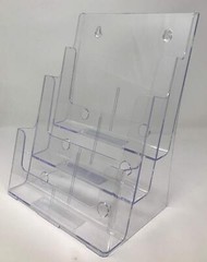 Dazzling Displays Clear Acrylic 3-Tier Brochure Holder 8.5″w or 4″w Literature