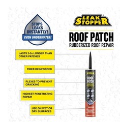 (2 pack) Leak Stopper Roof Patch, Black, 10 oz Tube