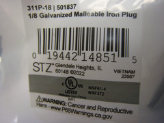 10 X CODA STZ 501837 1/8 In. Galvanized Pipe Plug – Quantity 10