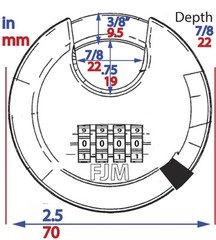 FJM Security SX-790 4-Dial Combination Disc Padlock With Shielded Hardened Steel