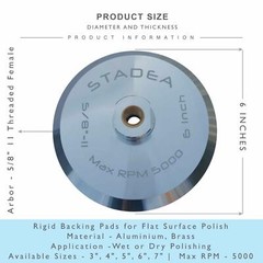 Stadea 6 Inch Hook and Loop Backing Pad With Rigid Aluminium Backer, 5/8″ 11