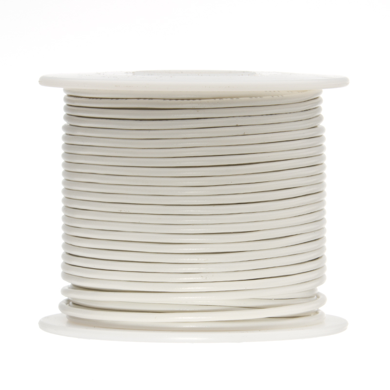 18 AWG Gauge Solid Hook Up Wire White 100 ft 0.0403″ UL1007 300 Volts